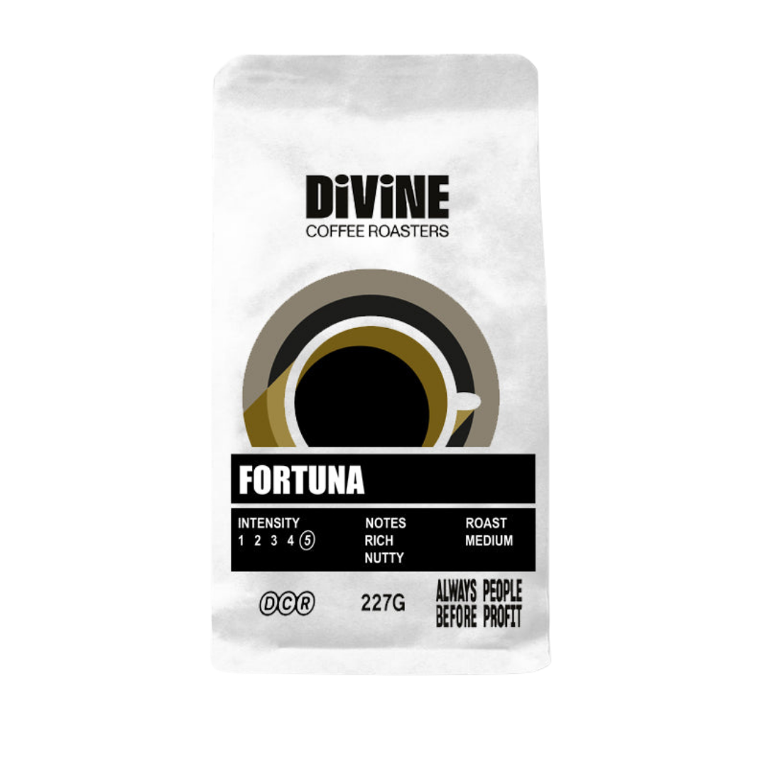 Divine Coffee Roasters: Divine Coffee Roasters: Fortuna is a strong and bold coffee blend, perfect for that morning
