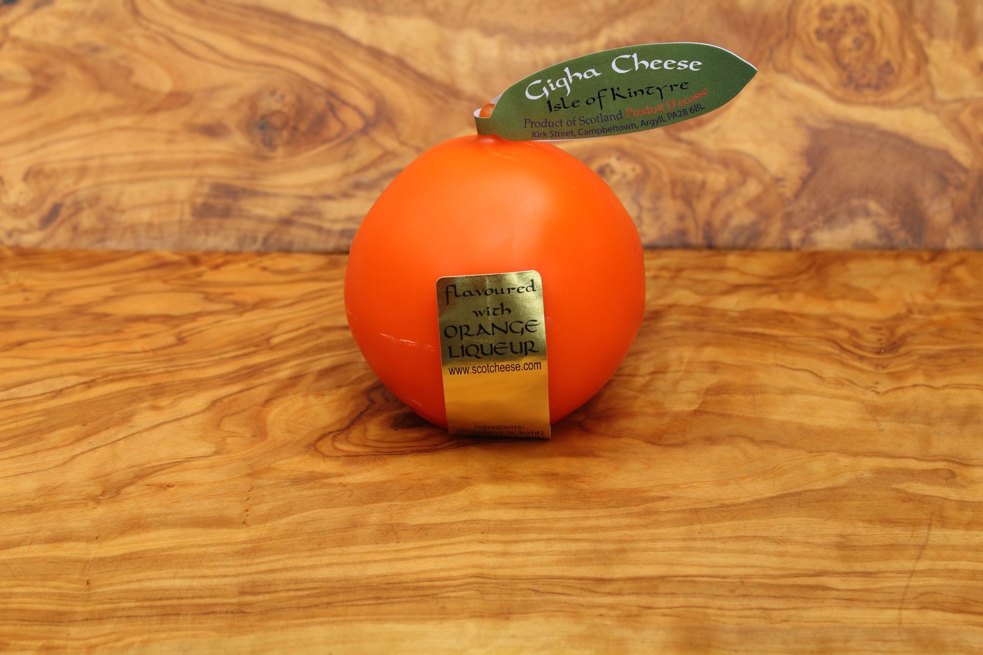Gigha Fruit - Orange shaped with mature white cheddar flavoured with Grand Marnier 200g