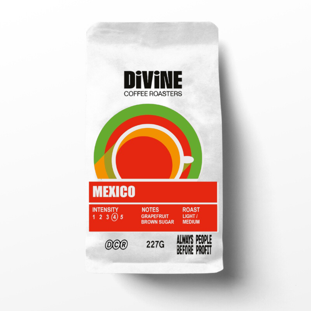 Divine Coffee Roasters: Our Mexico Finca Monte Azul is a washed arabica coffee grown in the Huatusco region in a Veracruz; one of the three main quality coffee growing regions in Mexico. 
The coffees here grows at altitudes of 1600-1800 metres above sea level, amongst various small producers within the mountains. The harvested coffee cherries are meticulously hand picked for quality, washed and then fermented for 72 hours, helping to develop the coffee's bold and flavour-rich cup. 
Veracruz was at the very start of the coffee plant’s arrival into Mexico and mainland America in the 18th century. It has remained a revered coffee growing state over centuries, and has 10-20 regions within spanning north to south, which can successfully contribute to the country's export of high quality coffee.
We have roasted this coffee to a light/medium roast profile, accentuating it's natural citrus acidity and vibrancy, whilst developing its rich dark brown sugar body! A great all-rounder coffee to enjoy as both filter or espresso brewing methods. Pair it with milk for a real sweet hit!