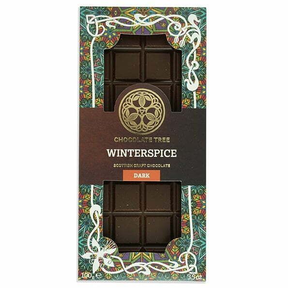 Dark organic chocolate blended with balanced German gingerbread spices and citrus.