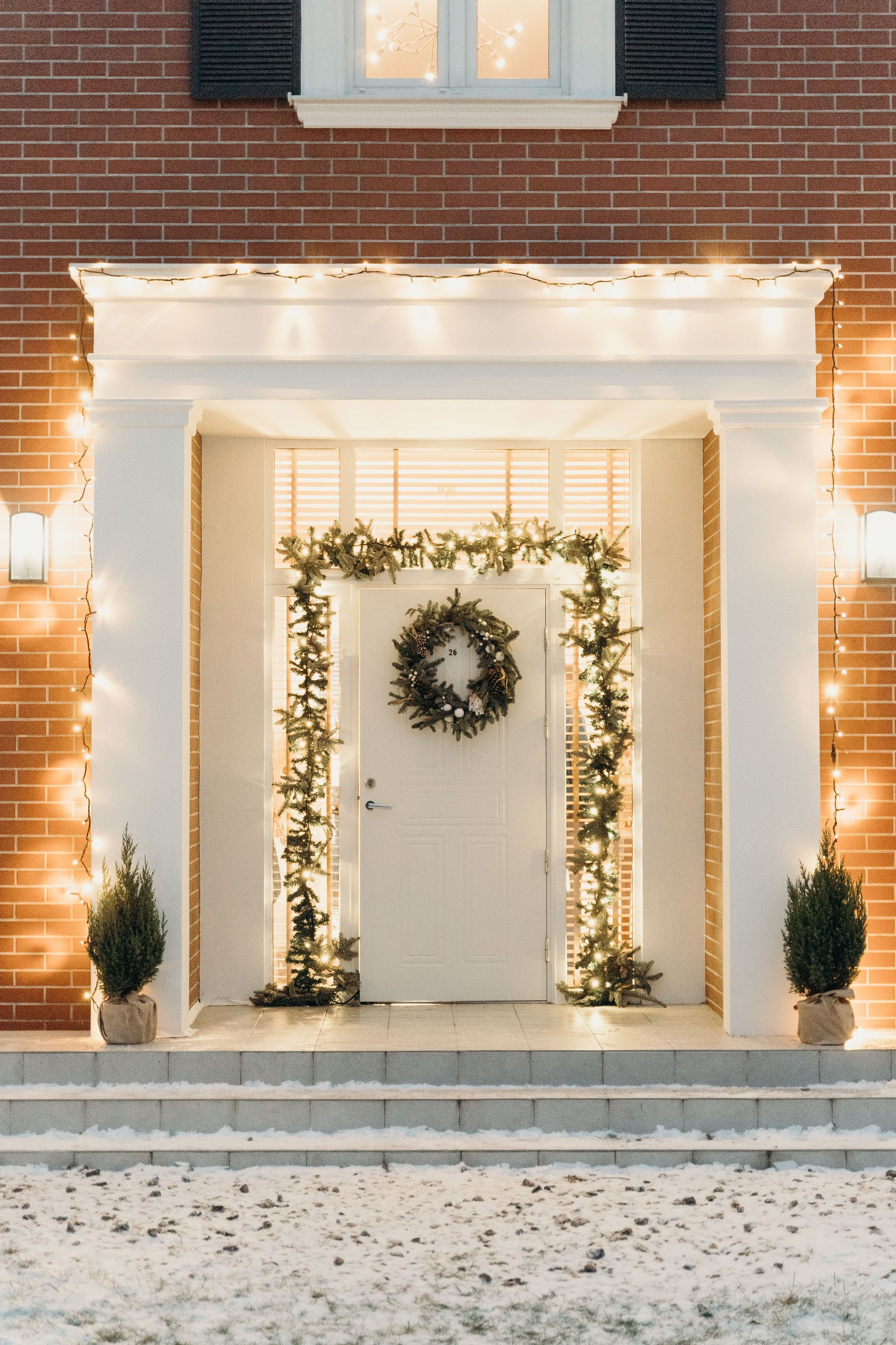 Home with lights and garland
