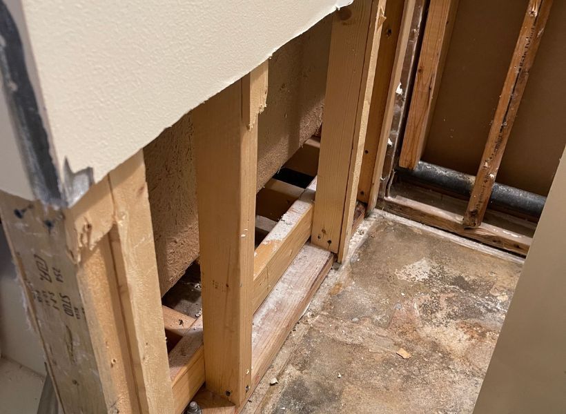 bathroom water damage mitigation complete