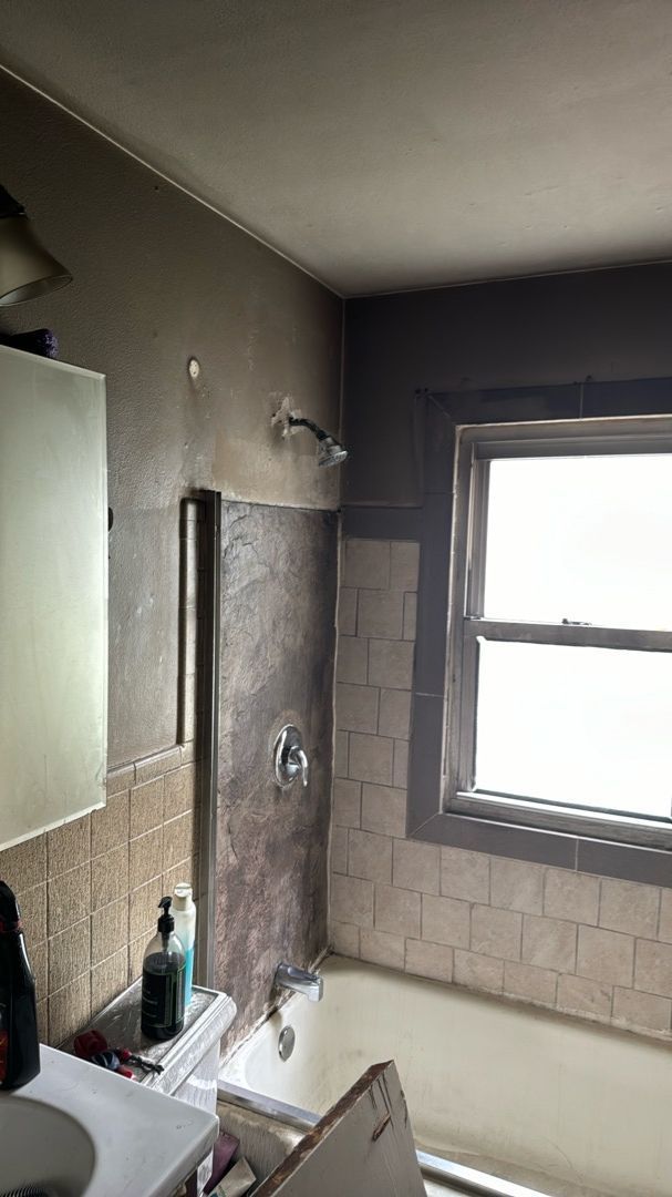 Bathroom restoration after fire and smoke damage