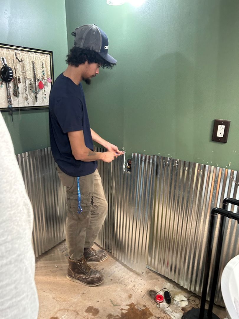 New wainscoting panel installation during bathroom reconstruction in Hartville