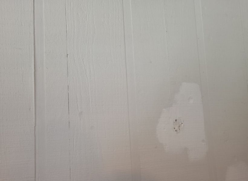drywall water damage - sunroom