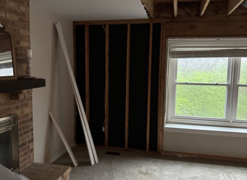living room after water damage mitigation