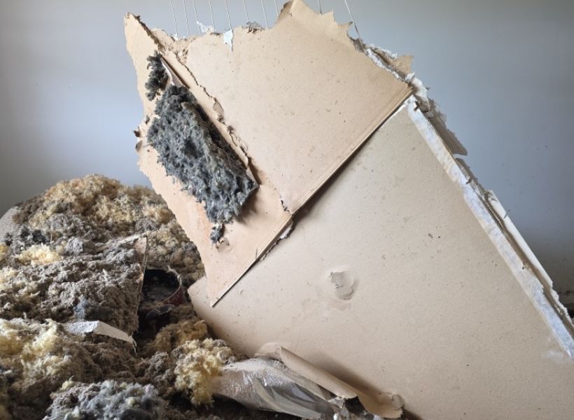 material removal - ceiling and insulation