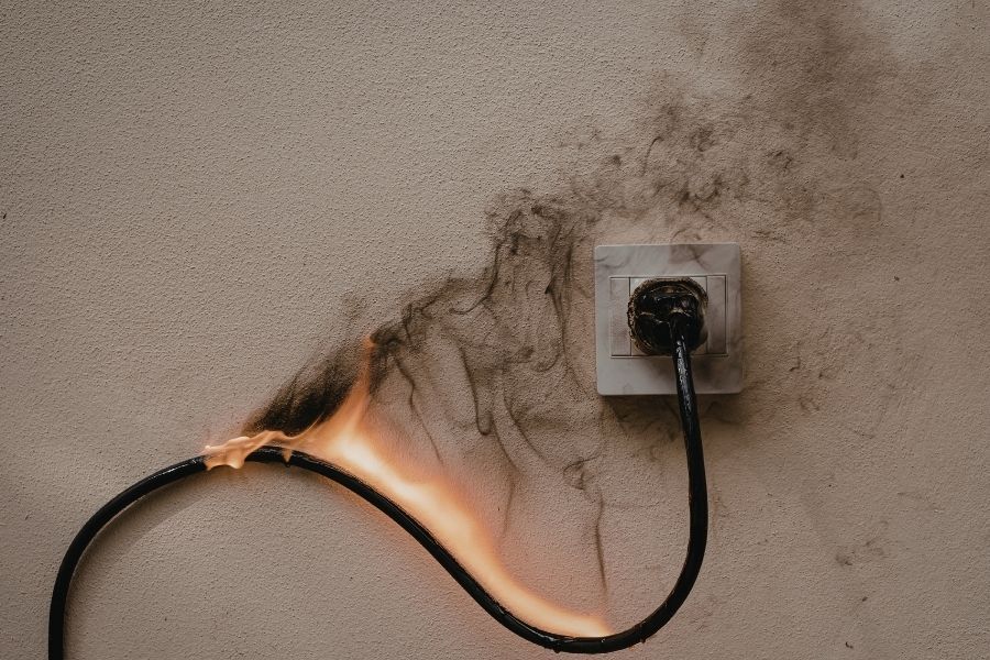 Smoke-stained walls throughout a home after a fire