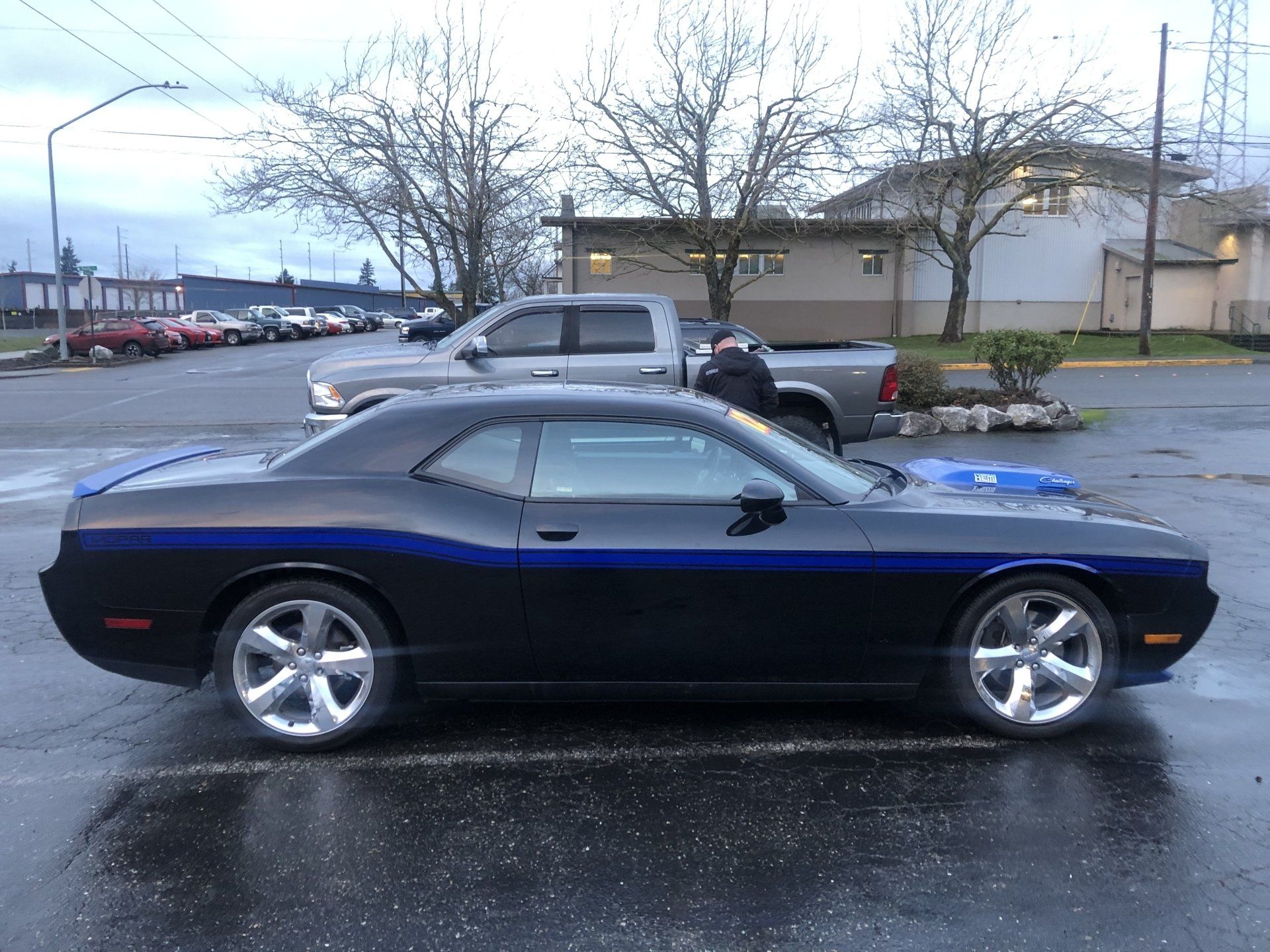 dodge challenger blue vinyl stripes