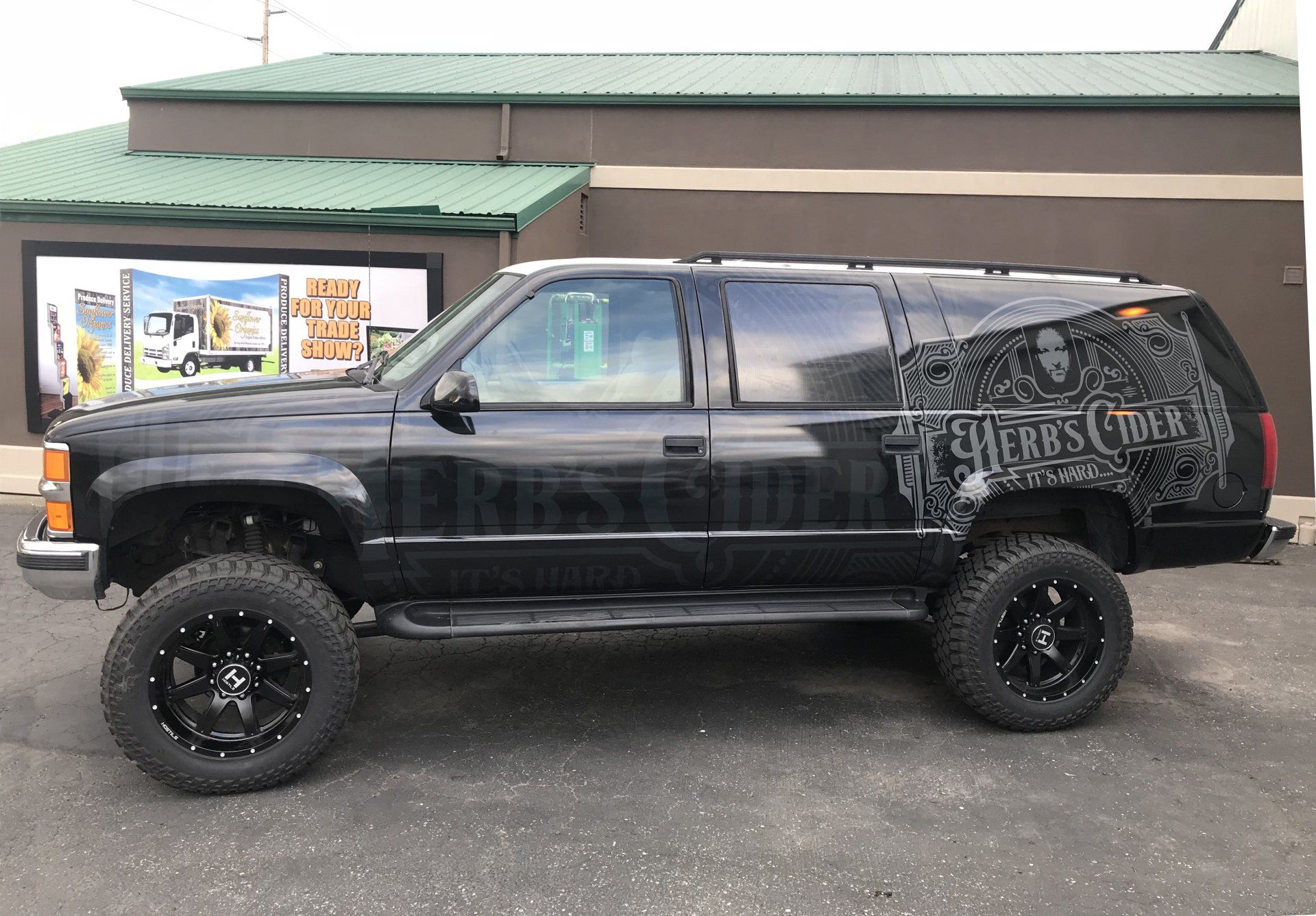 herbs cider primus chevy suburban vinyl graphics applied