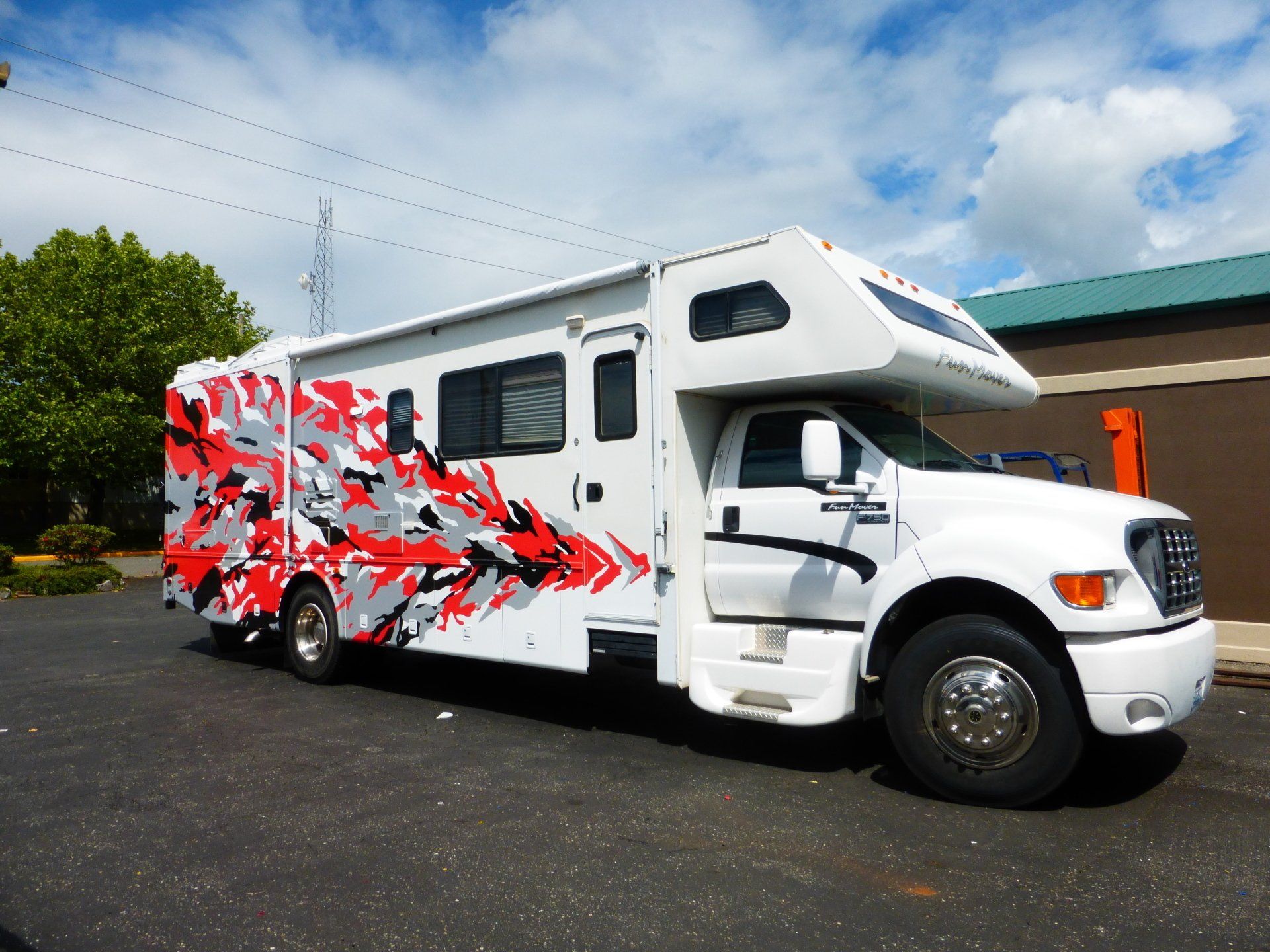 motor with red and black graphics