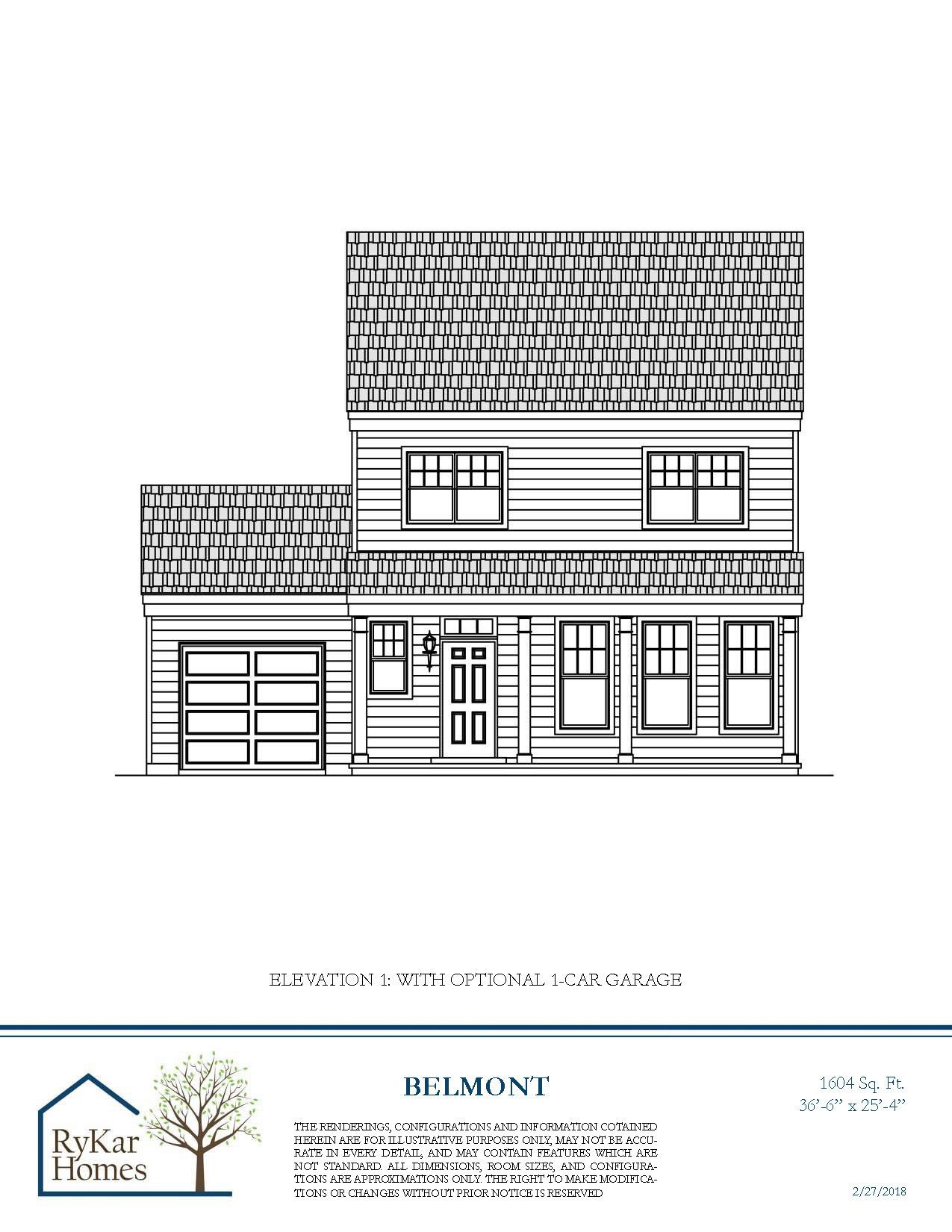 Belmont Elevation 4 with 1 car garage