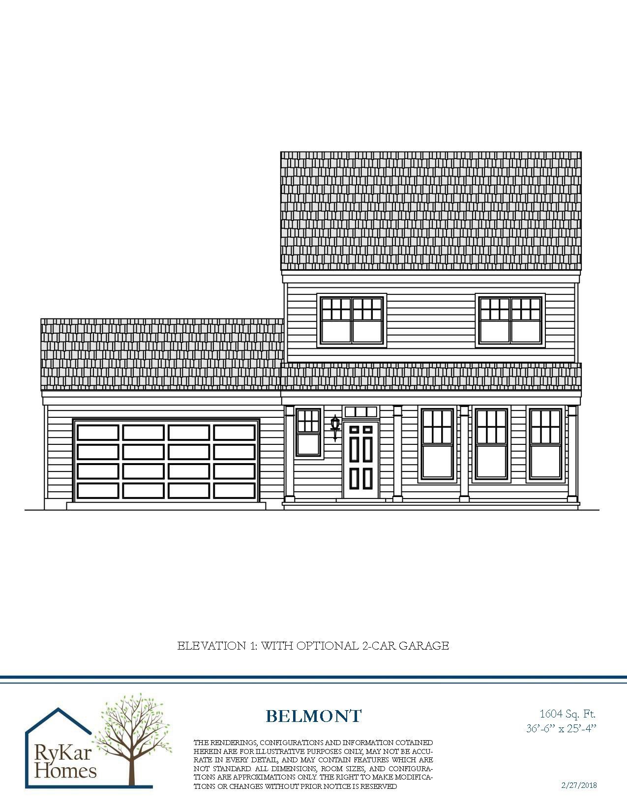 Belmont Elevation 4 with 2 car garage