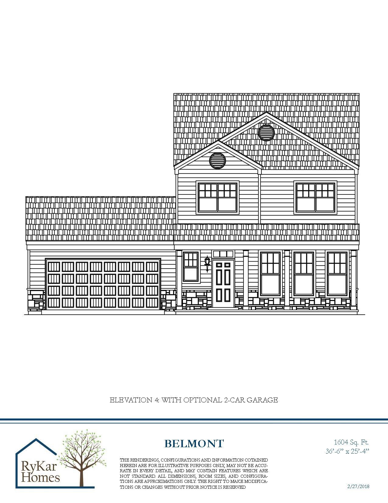 Belmont Elevation 1 with 2 car gargage