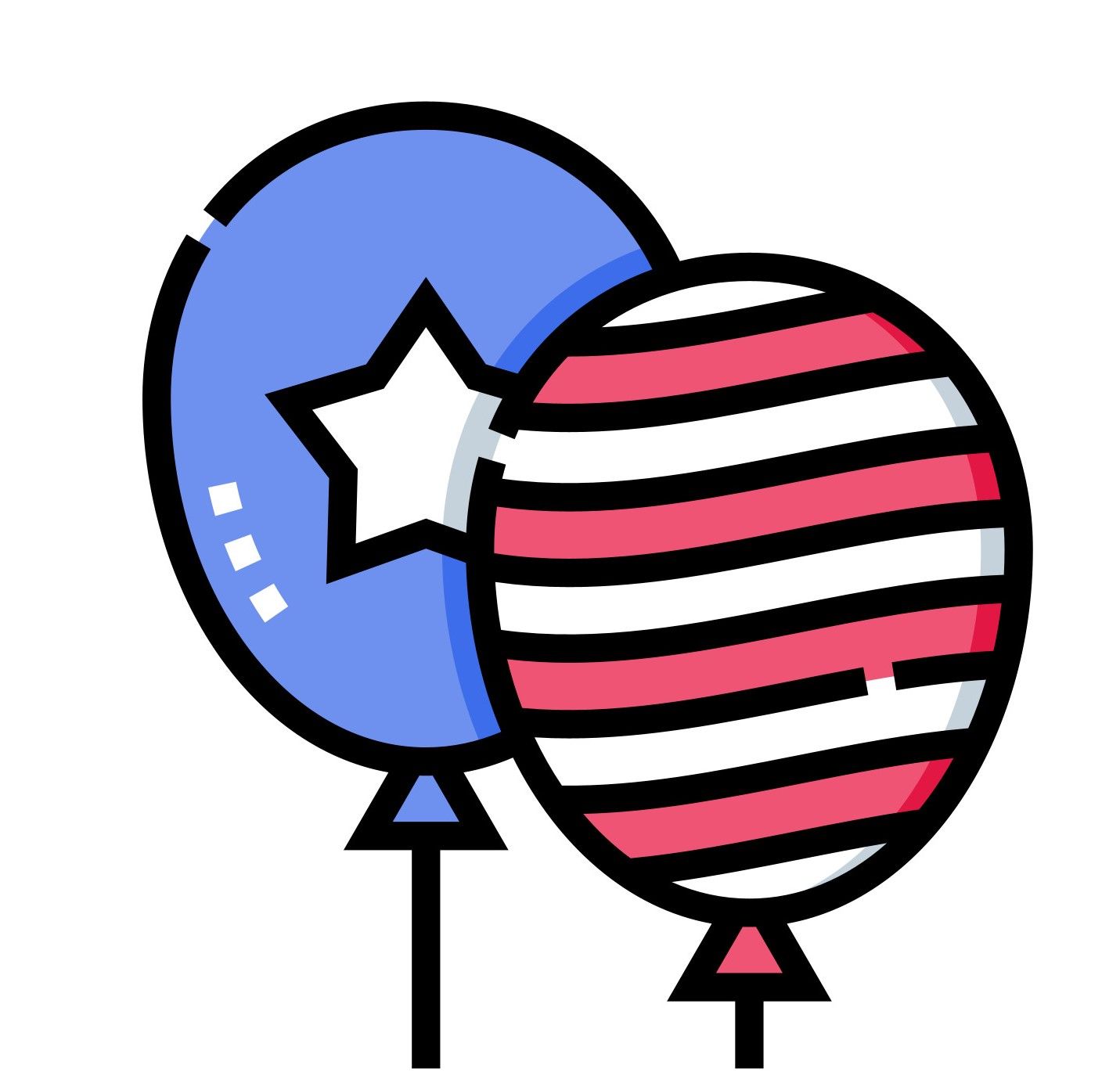 A blue and red balloon with a star on it.