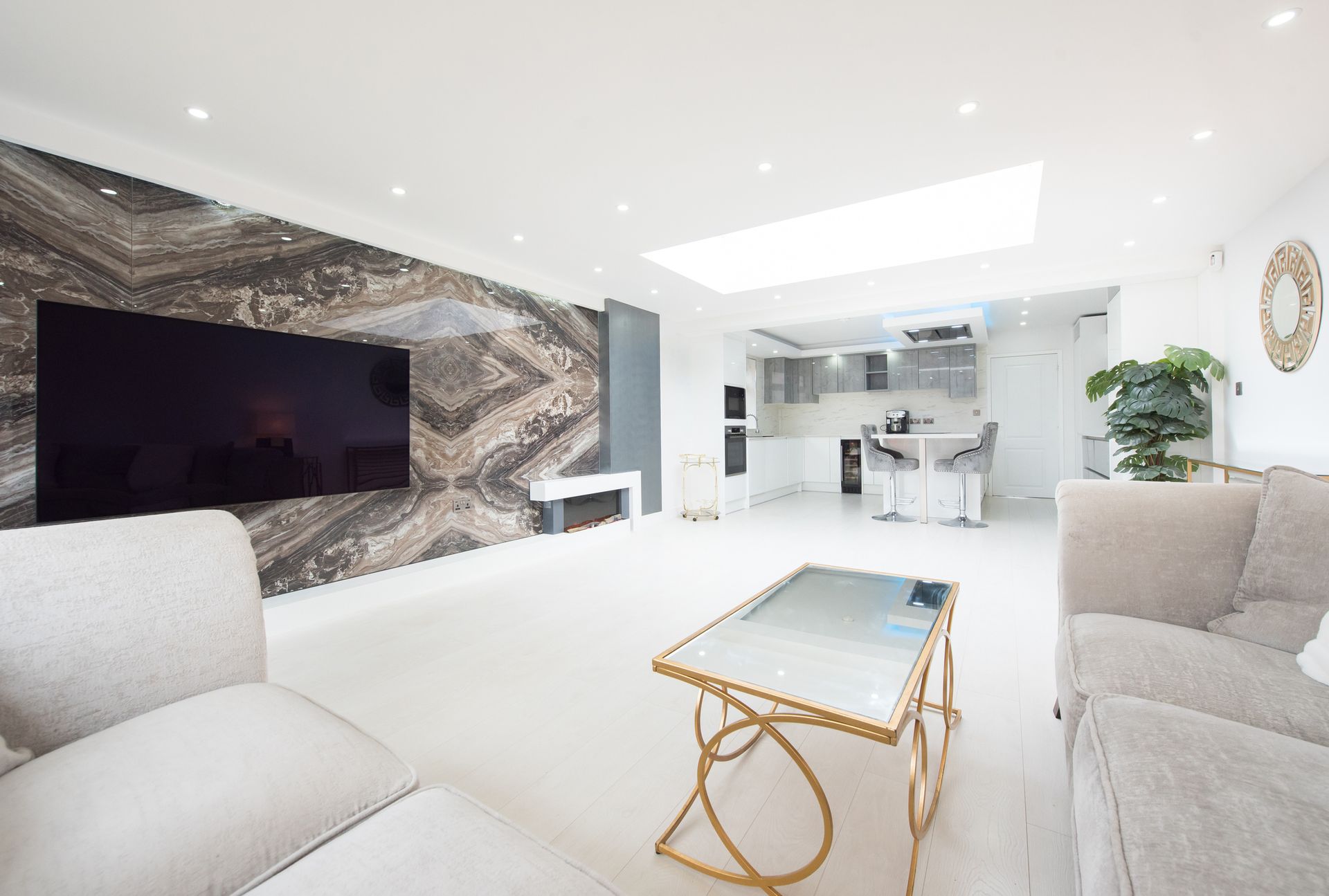 Living Room With Steel Beams — Boca Raton, FL — National Home Building & Remodeling Corp.