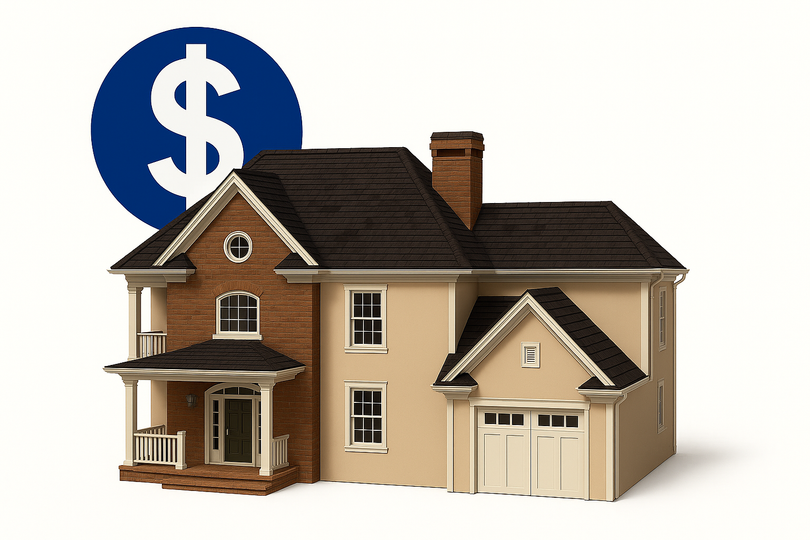 A house with a dollar sign in the background