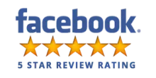 A facebook logo with five stars on it