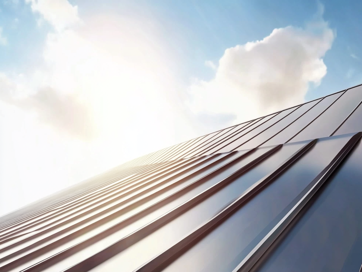 The sun is shining through the roof of a building.