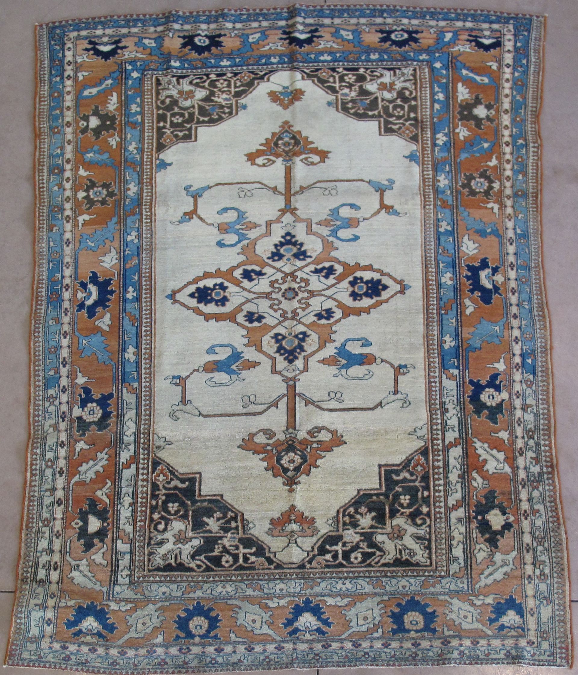 A rug with a floral pattern on it