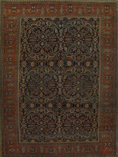 A rug with a floral pattern on it is sitting on a table.