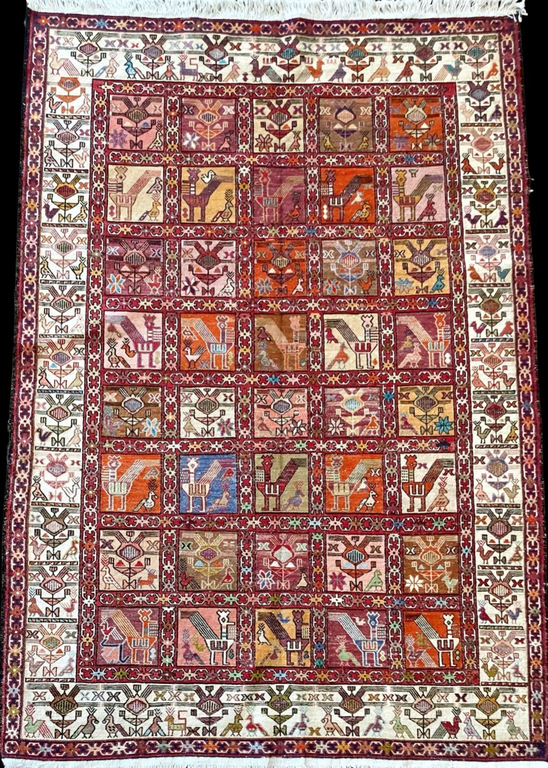 A rug with a lot of squares on it