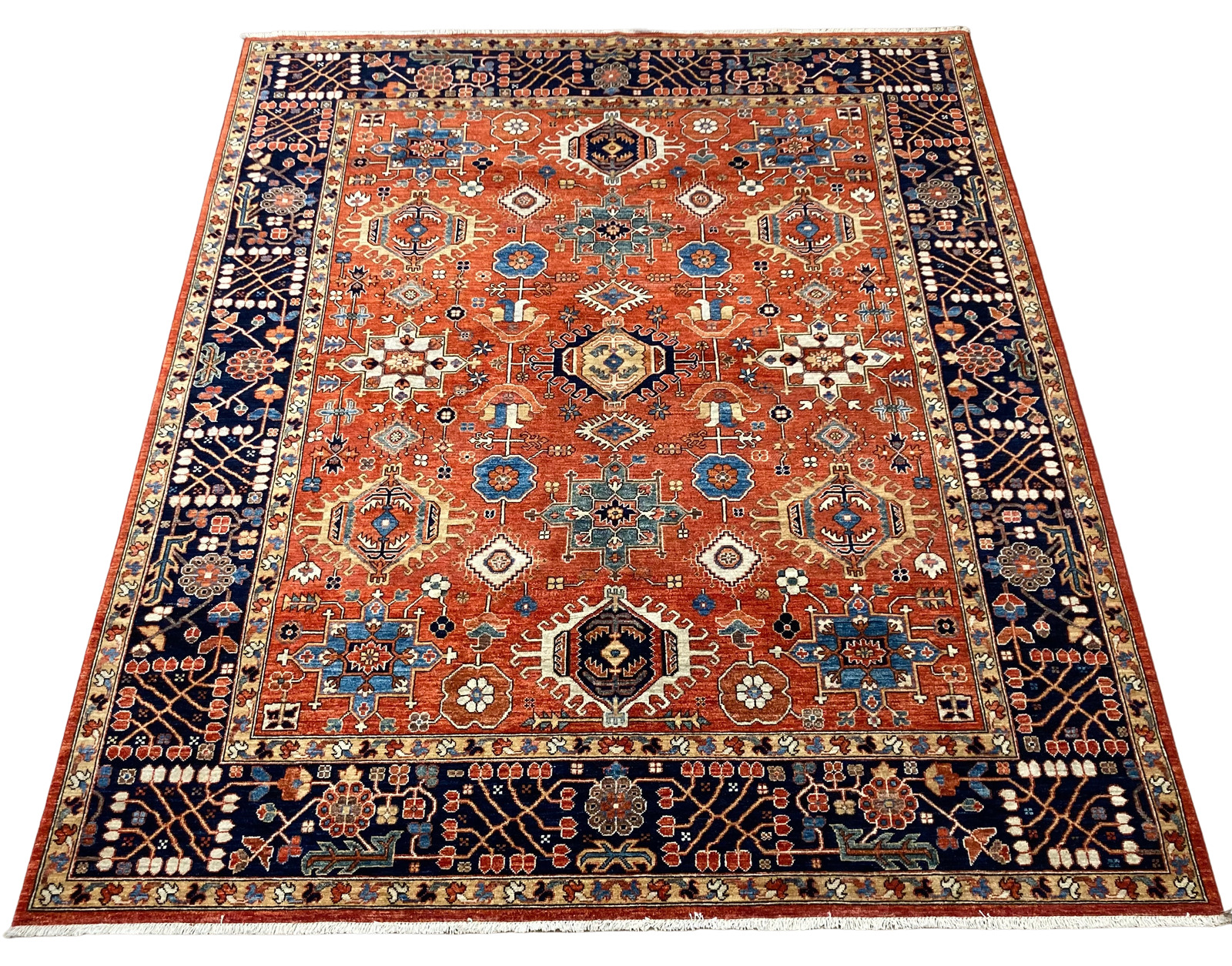 A rug with a pattern on it is on a white background