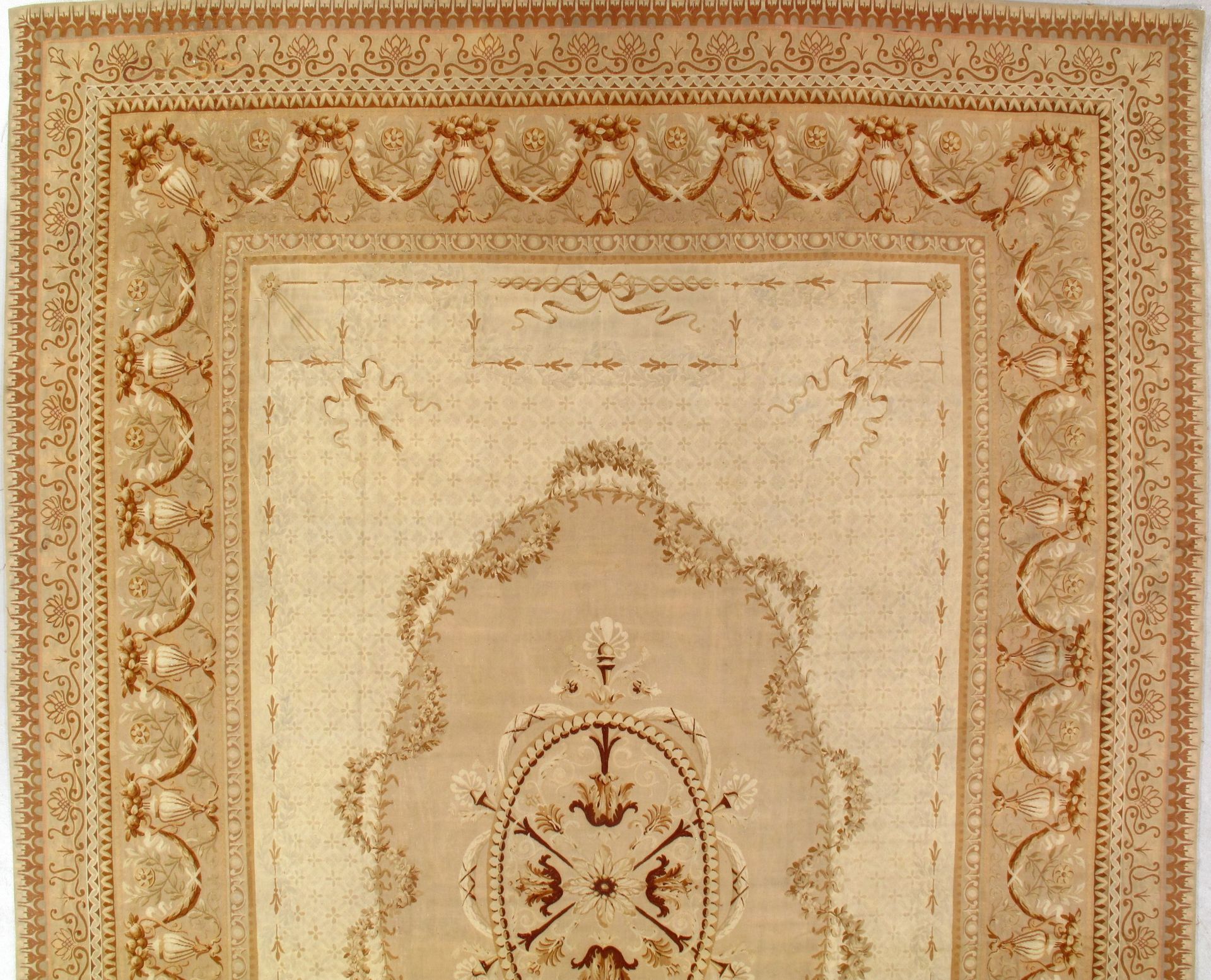 A rug with a circular design on it