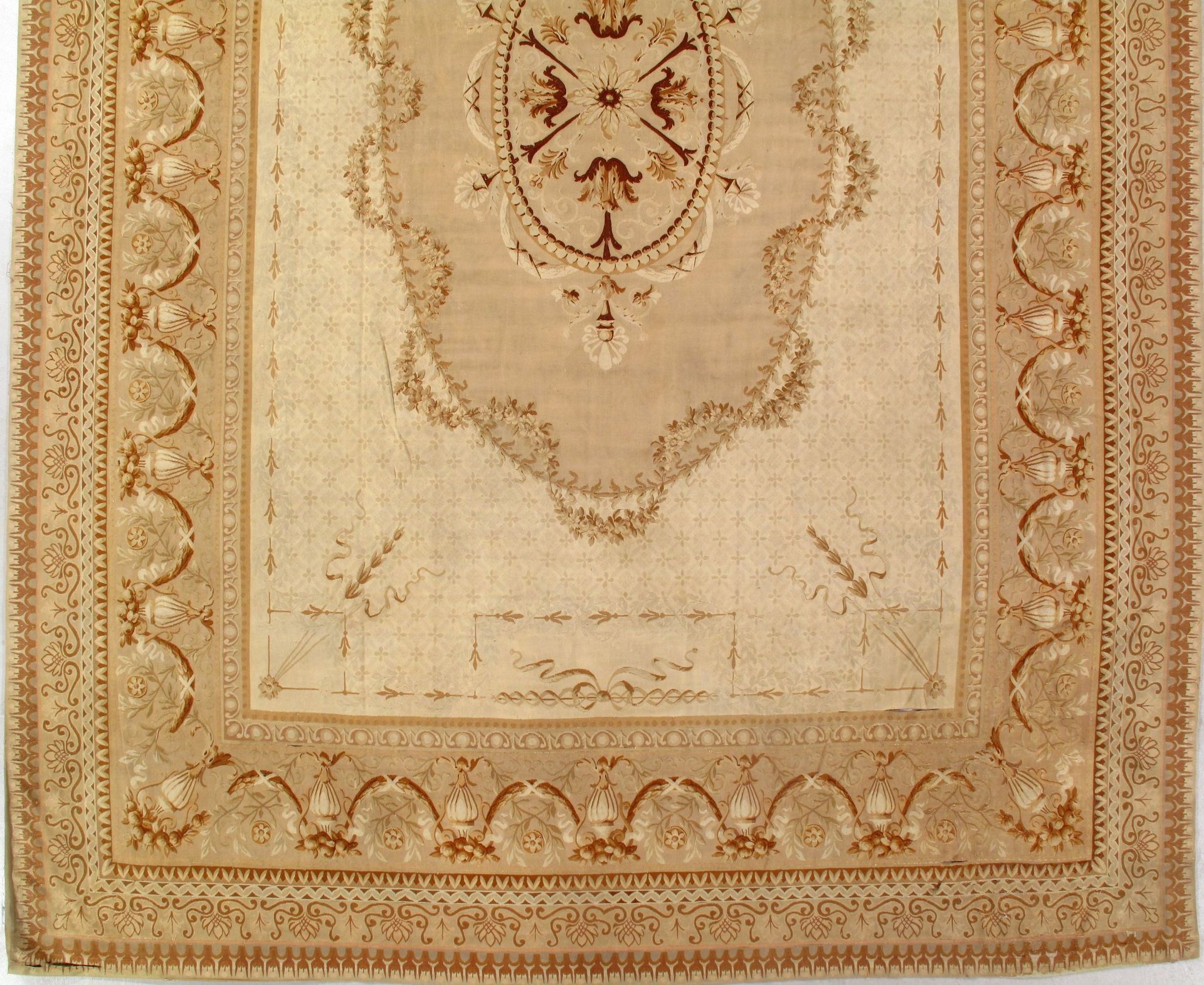 A rug with a circular design on it