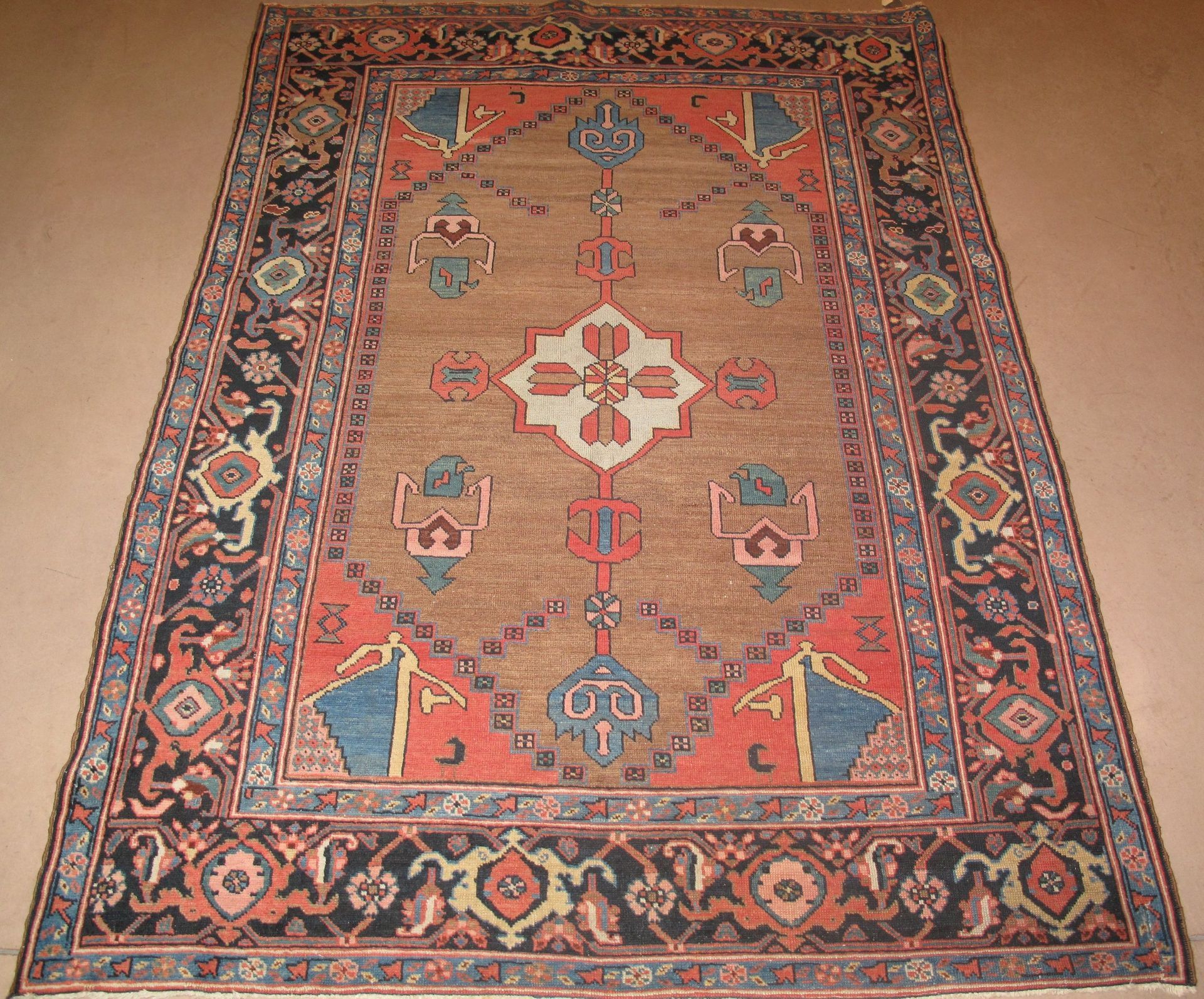 A rug with a floral design is sitting on the floor