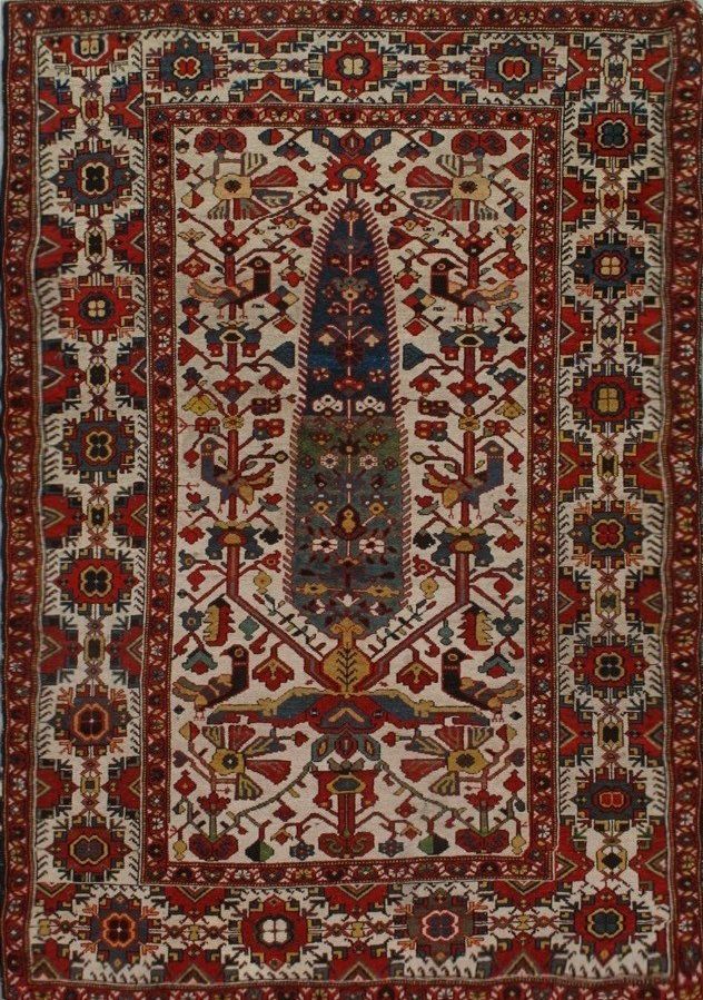 A rug with a prayer in the middle of it