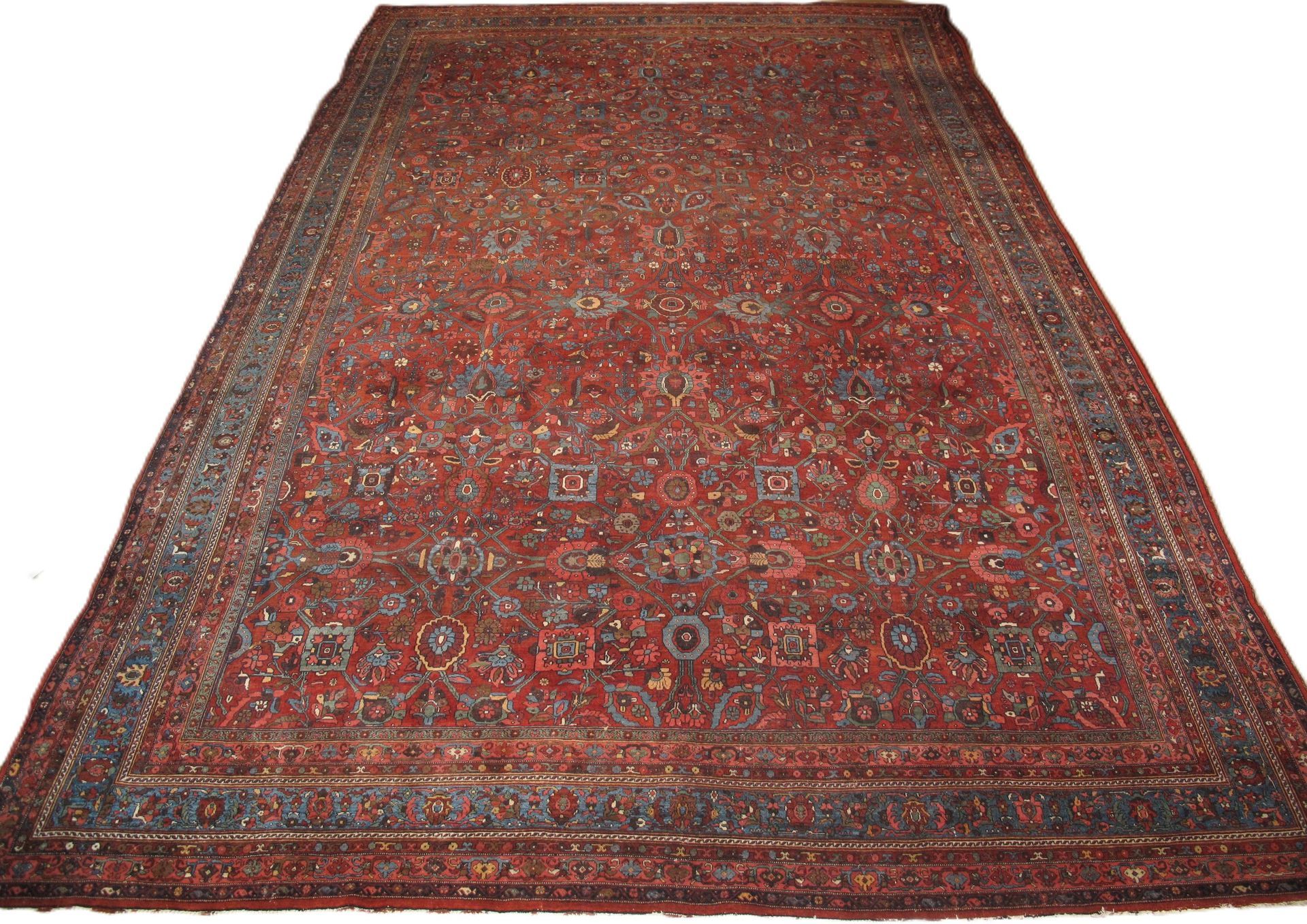 A large rug with a floral pattern on it