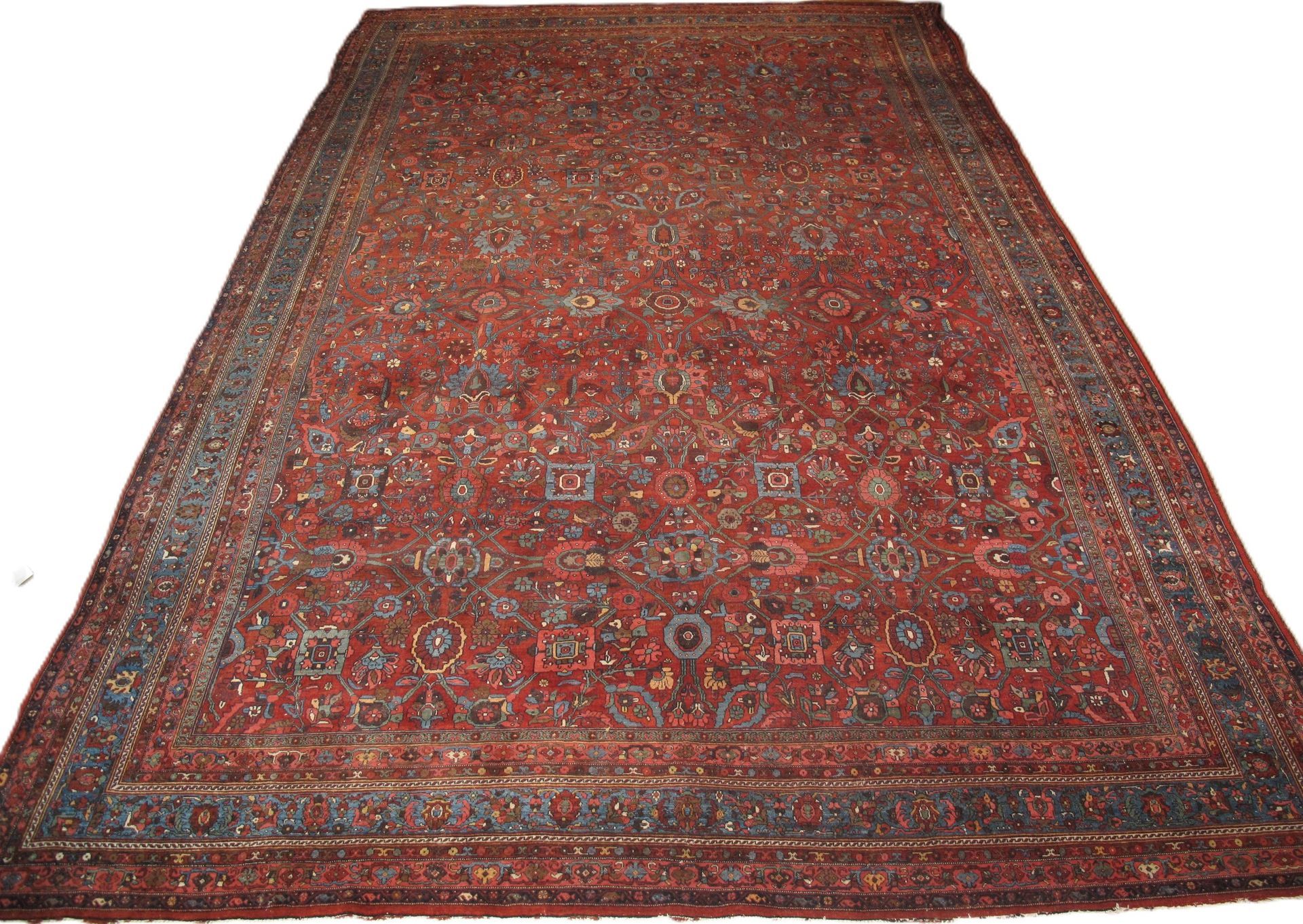 A large rug with a floral pattern on it