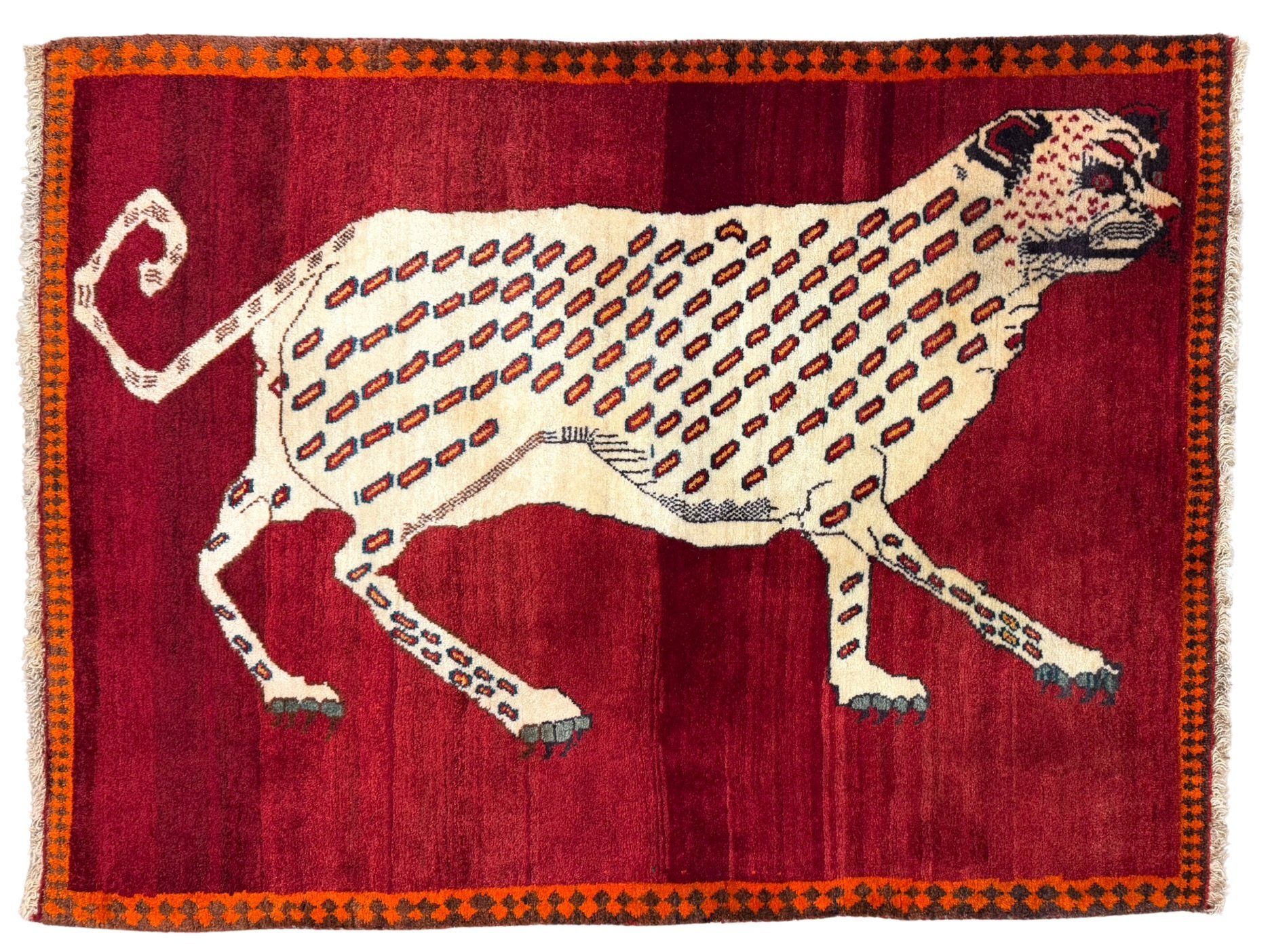 A rug with a picture of a cheetah on it