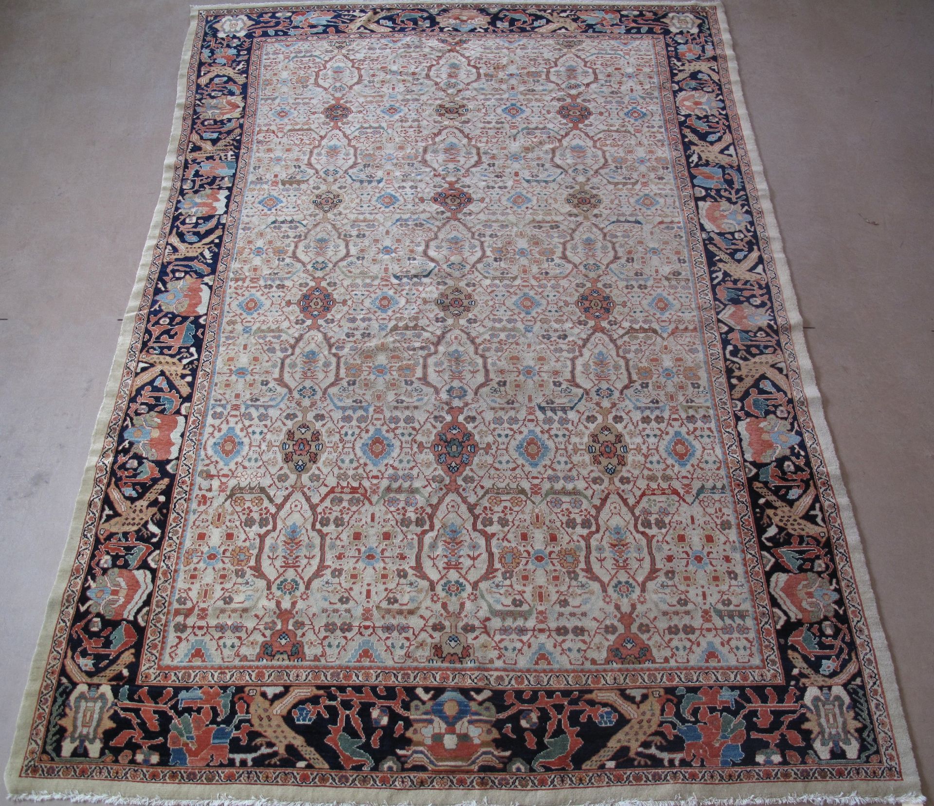 A rug with a pattern on it is on a table