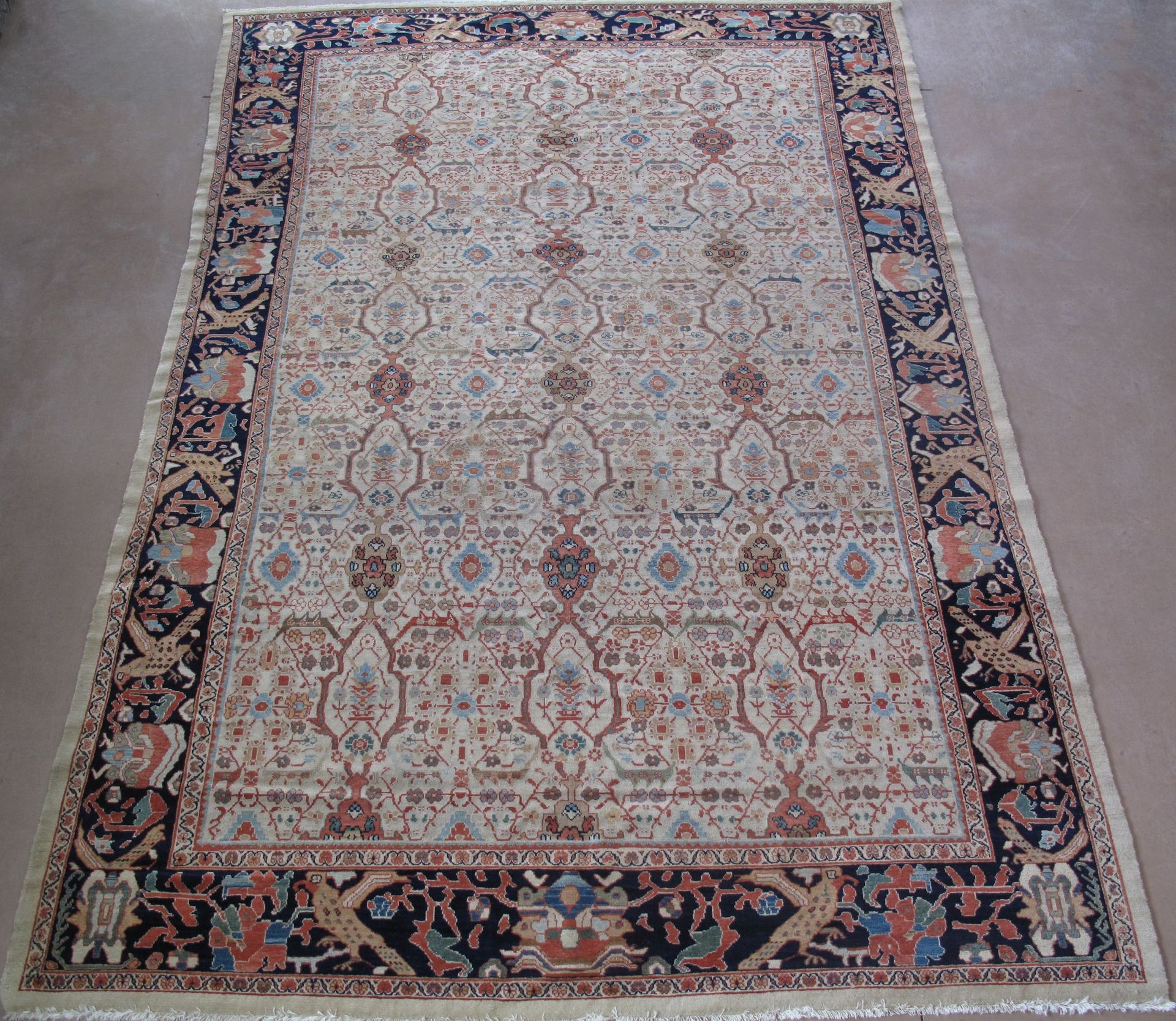 A rug with a pattern on it is on a table