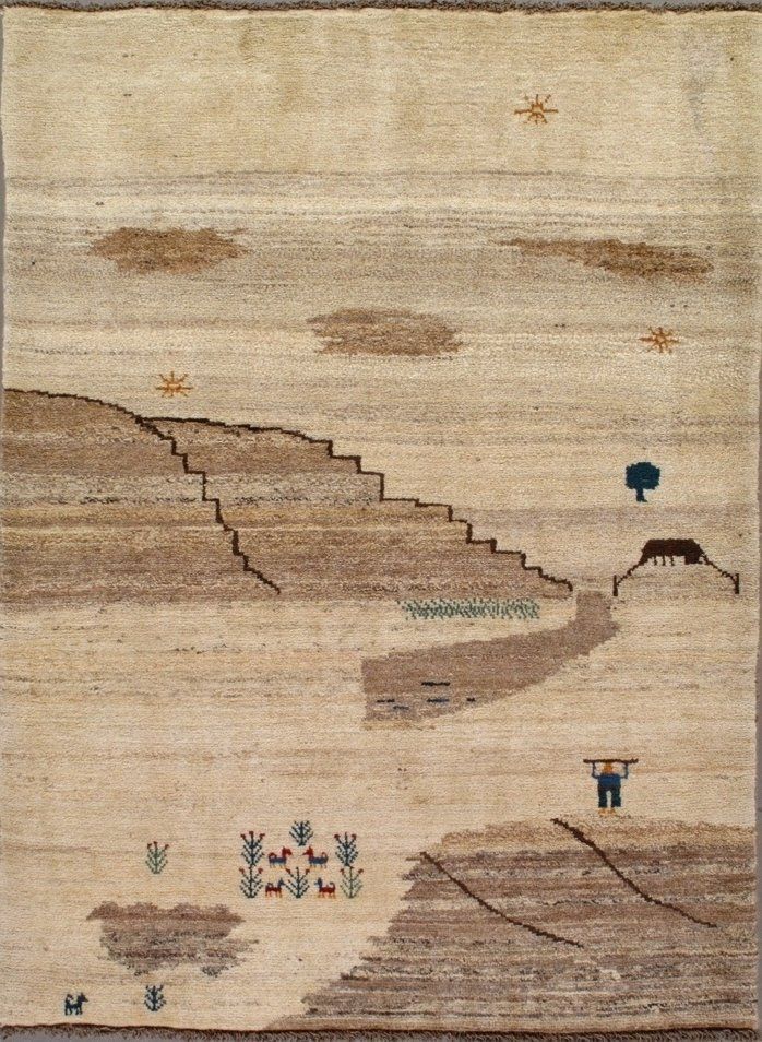 A rug with stairs leading up to a house on a hill