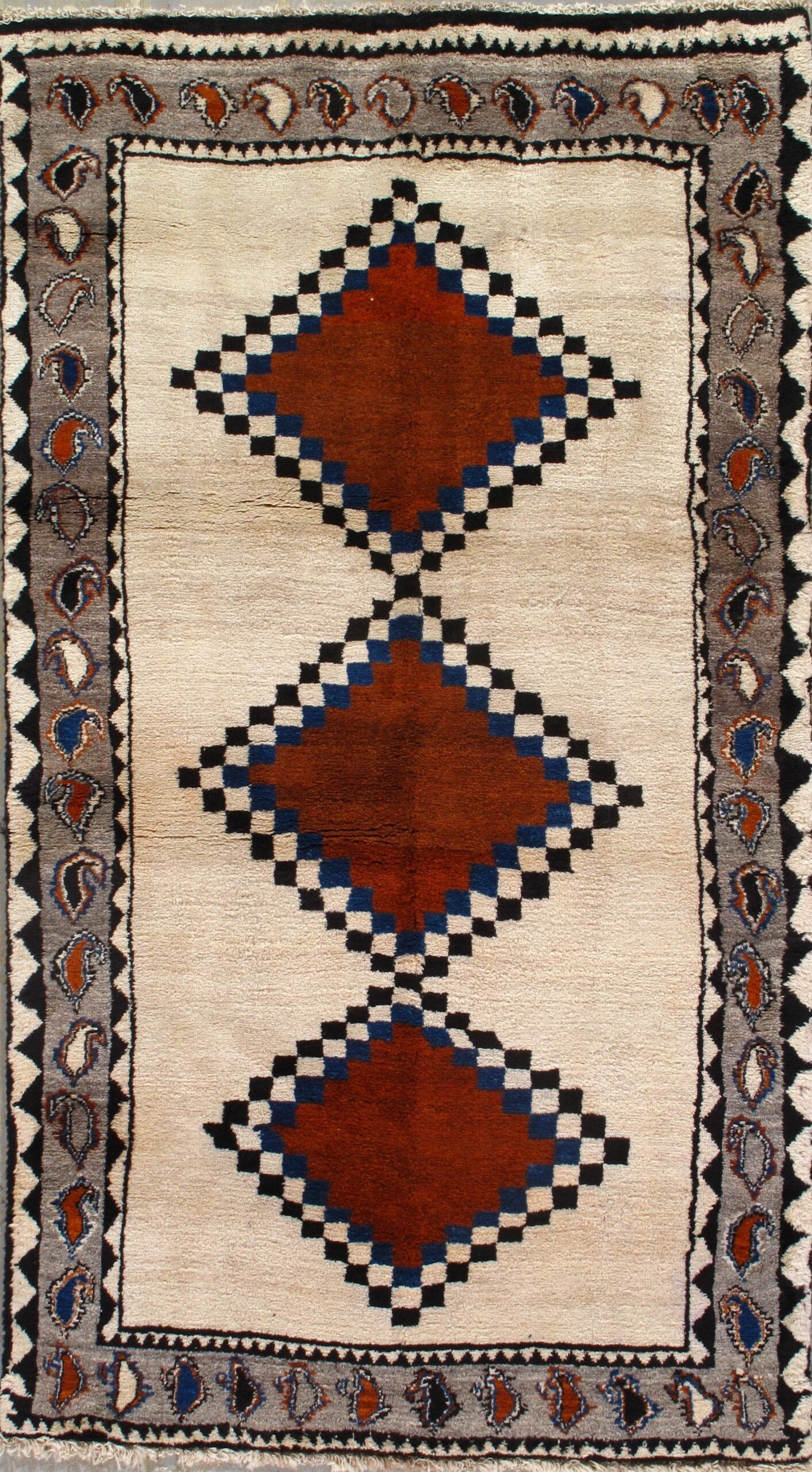 A rug with a checkered pattern on it