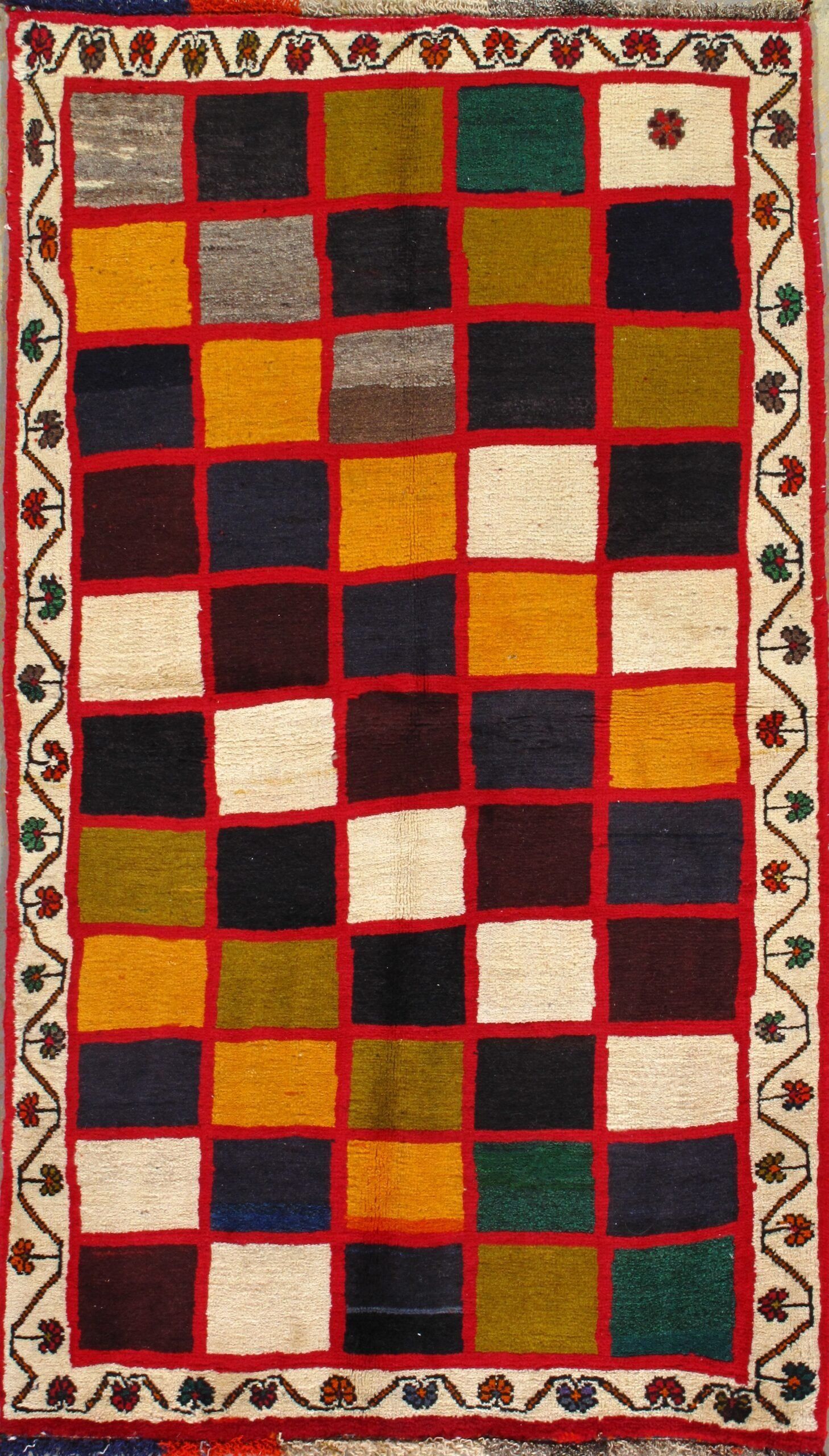 A rug with a pattern of squares on it