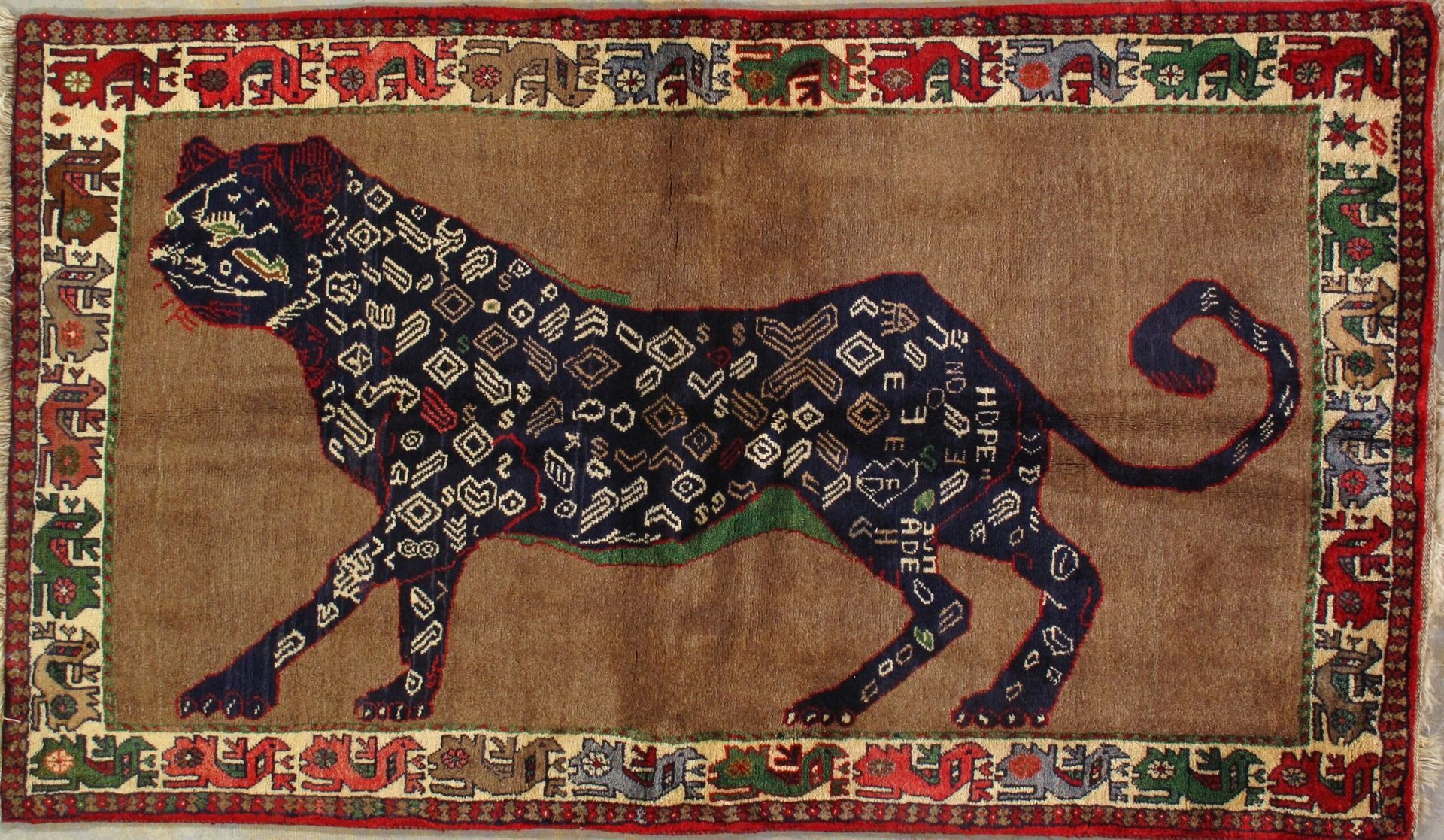 A rug with a picture of a leopard on it