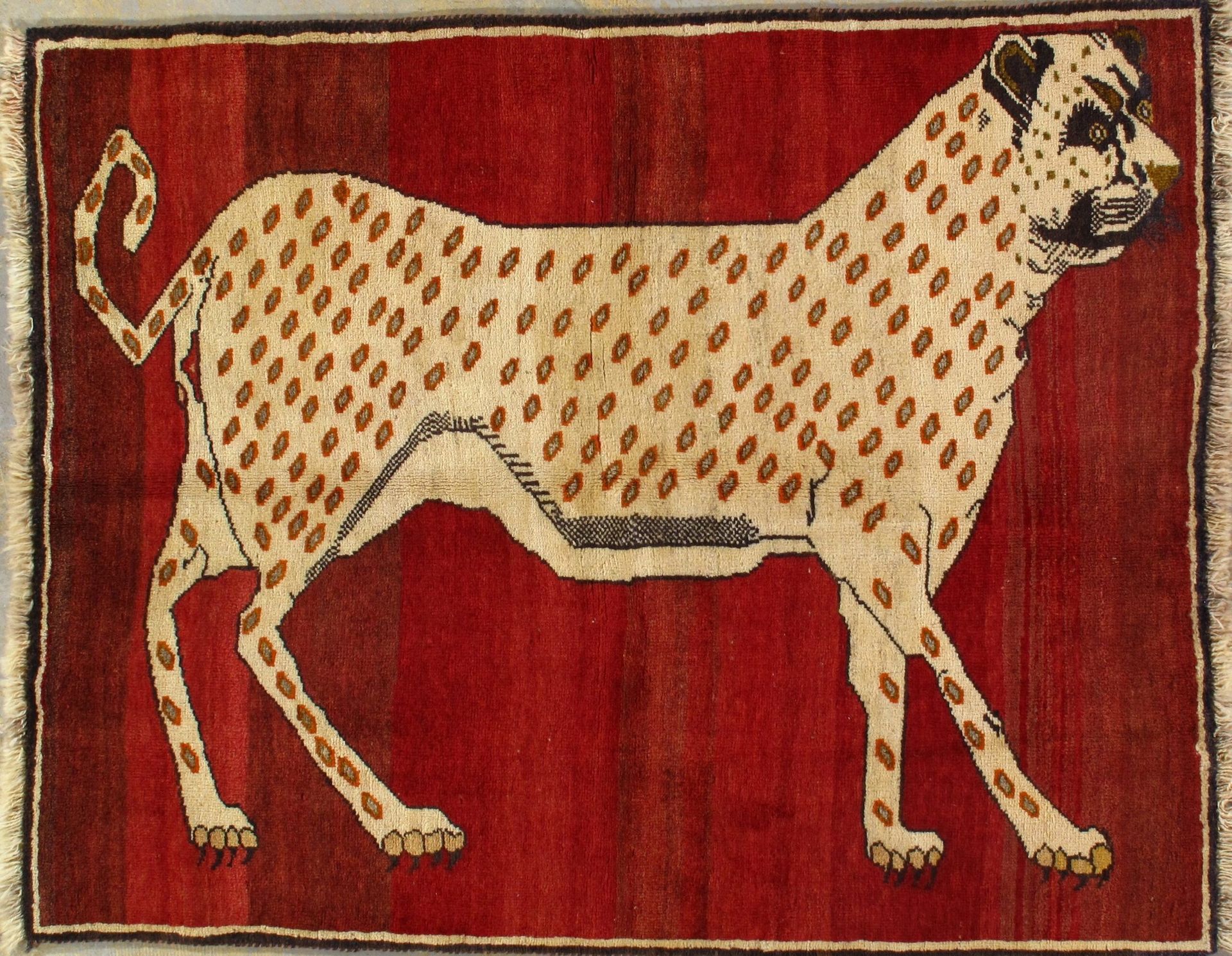 A rug with a picture of a cheetah on it