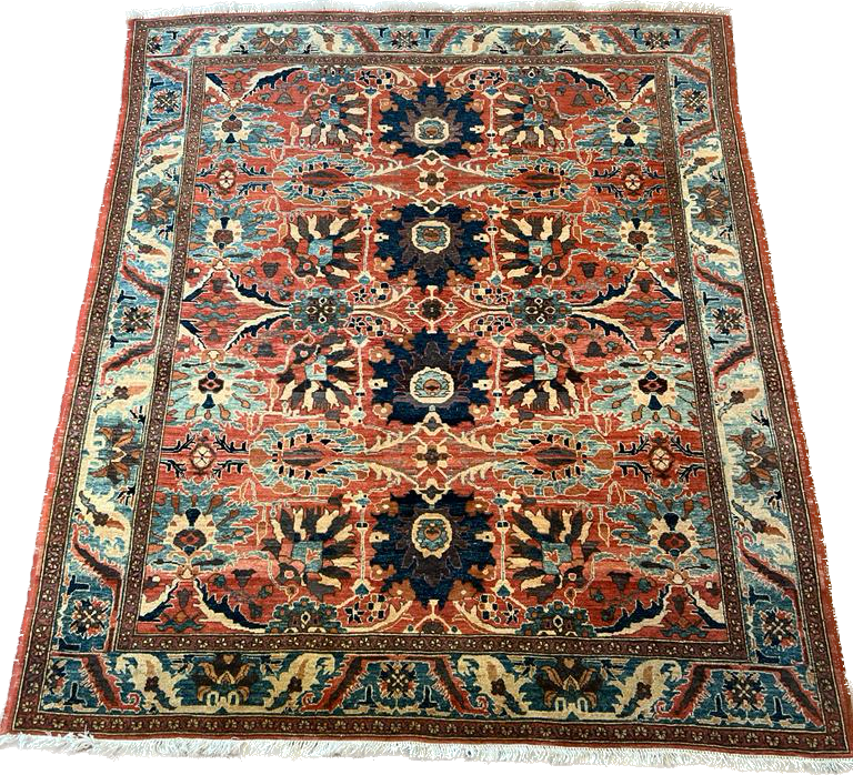 A rug with a floral pattern on it