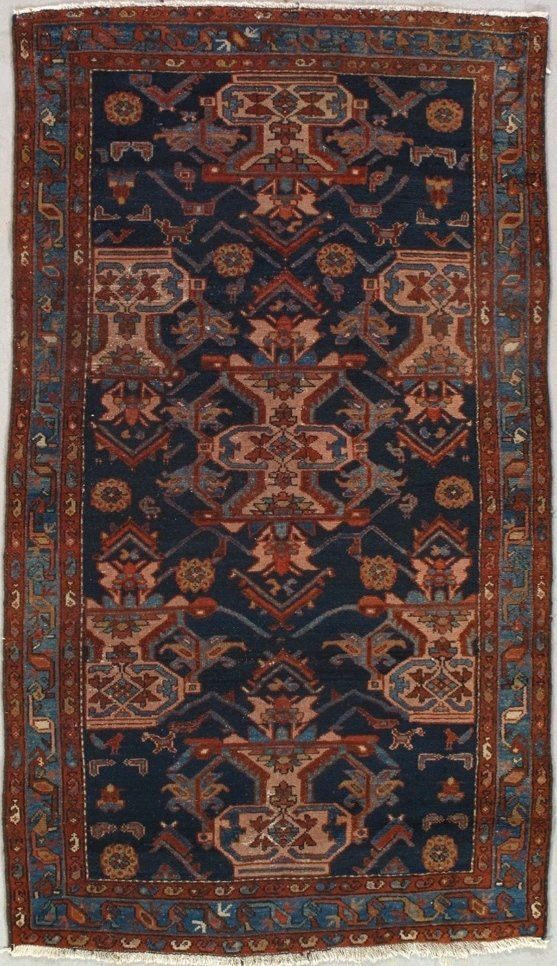 A rug with a pattern on it is sitting on a table.
