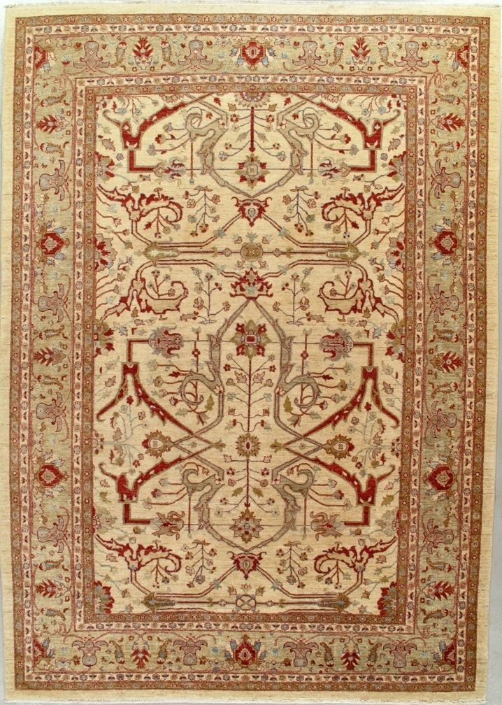 A rug with a floral pattern on it is sitting on a table.