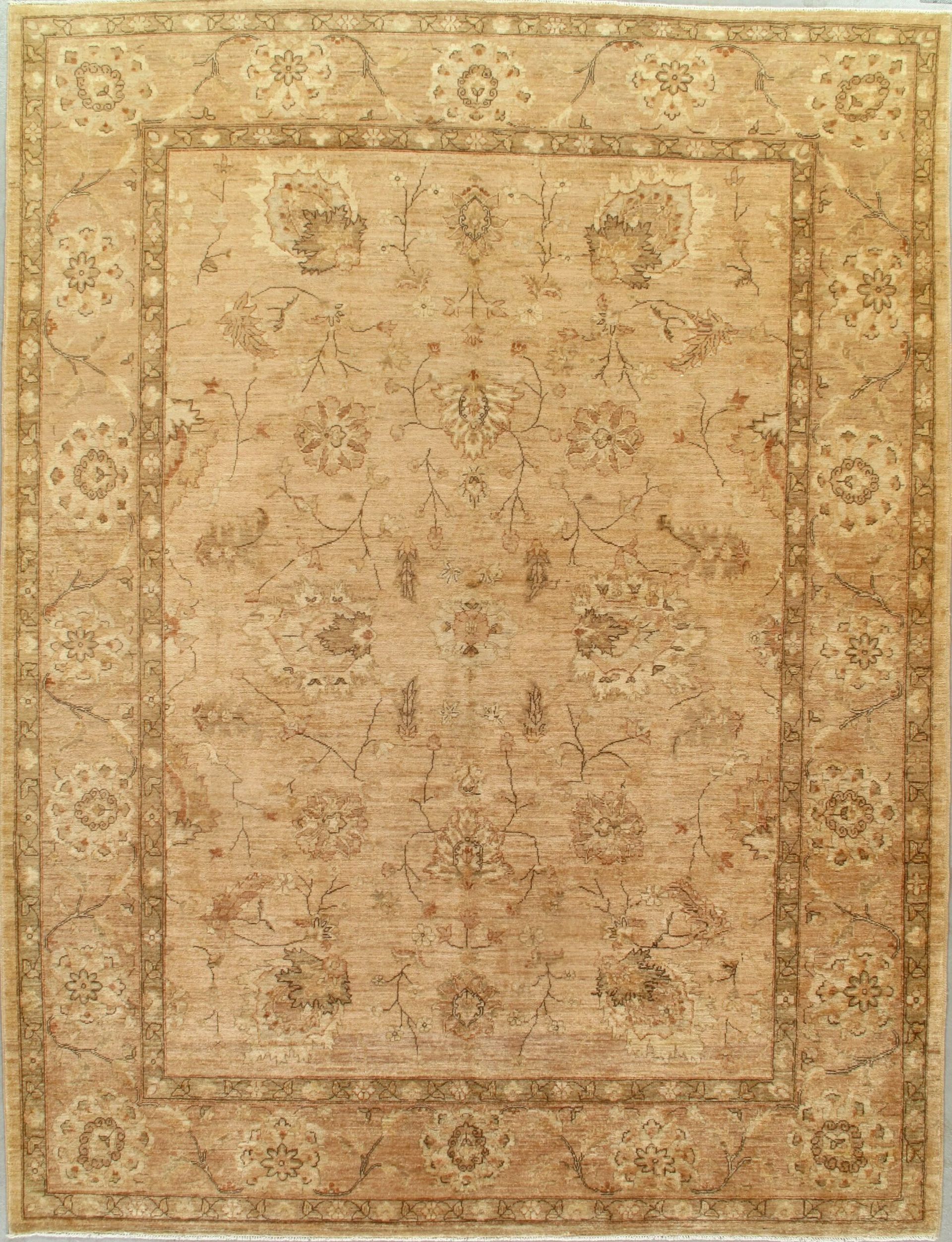 A rug with a square border and a floral pattern