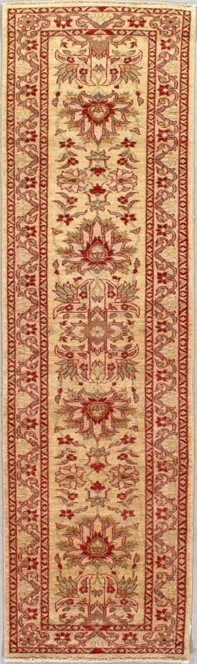 A rug with a floral pattern on it is sitting on a table.