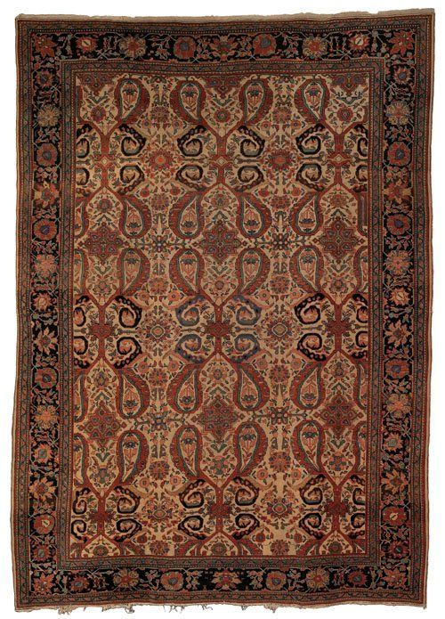 A rug with a pattern on it is on a white background.