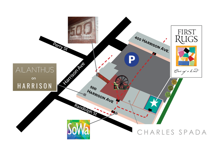 A map showing the location of first rugs and sowa