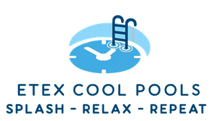 Logo: Blue clock with pool ladder; 