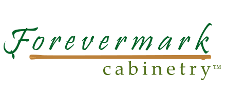 Forevermark Cabinetry logo with green text and a horizontal brown line. The word